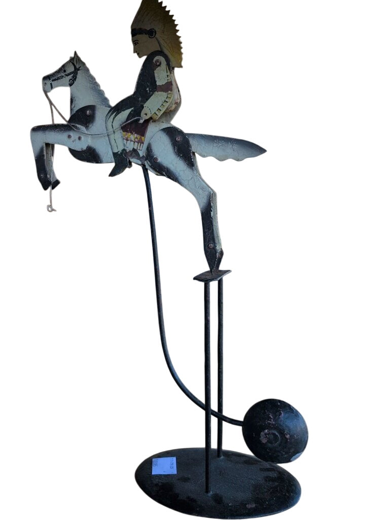 Folk Art Indian on Horse Cart Balancer