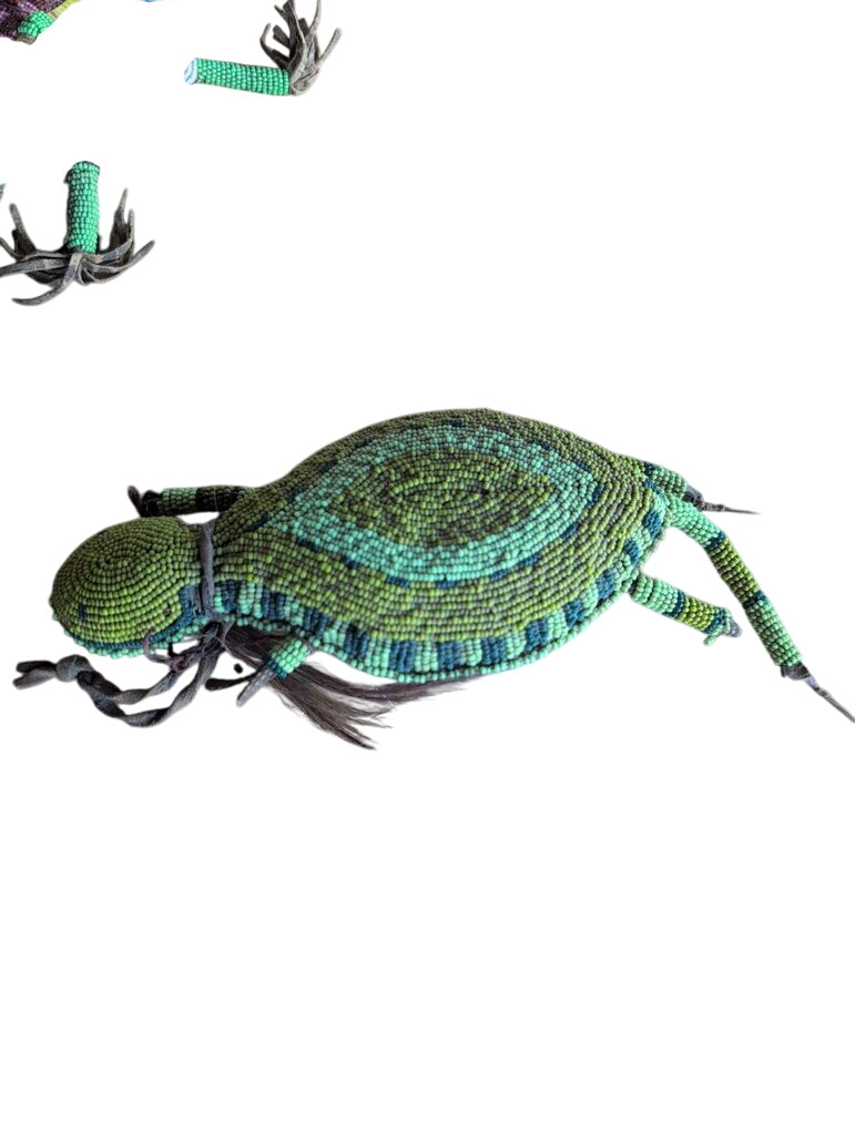 Beaded Reptile Figure, 84-Inch, Green-Blue Artwork