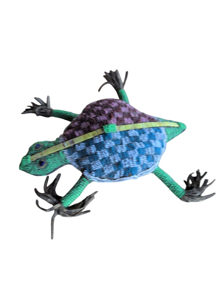 Beaded Frog Turtle Folk Art Figure