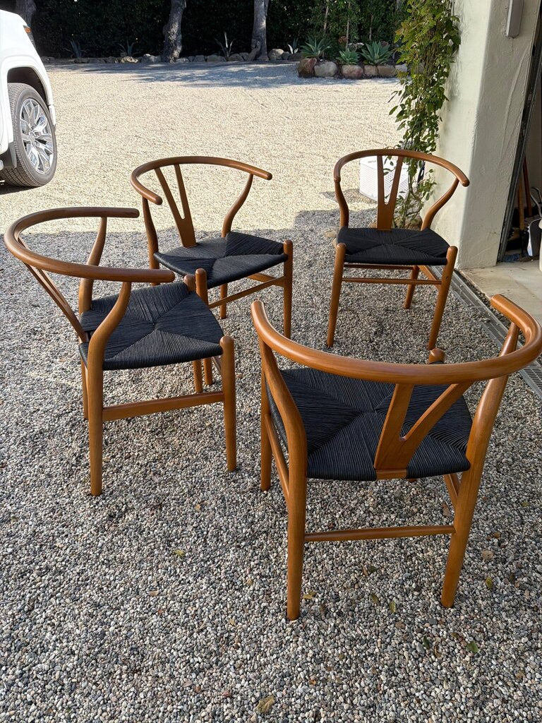Set of Four Wooden Wishbone Chairs