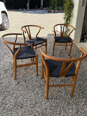 Set of Four Wooden Wishbone Chairs