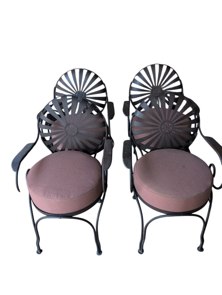 Francois Carr Sunburst Cushioned Metal Chairs
