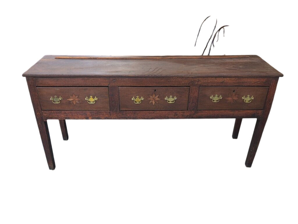 English Oak Buffet With Star Inlays