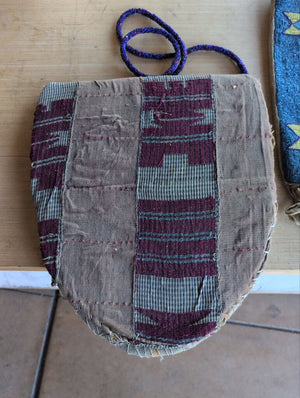 Beaded Textile Bag With Multicolor Pattern