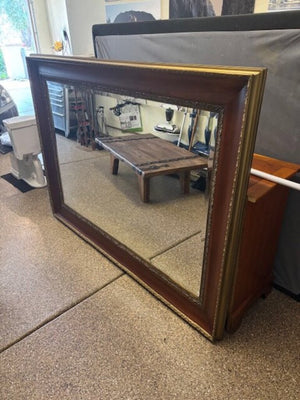 Wood and Gilt Beveled Frame Mirror