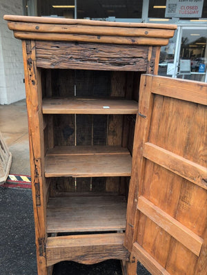 Antique Mexican Mesquite Wood Cabinet 23x27x58