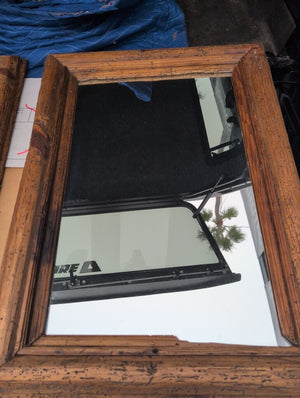 Pair Of Antique Mesquite Wood Framed Mirrors In Rustic Mexican Style