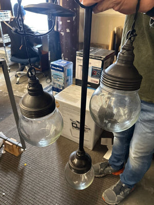 Three Glass Pendant Lights Set