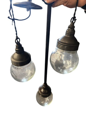 Three Glass Pendant Lights Set