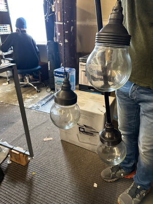 Three Glass Pendant Lights Set