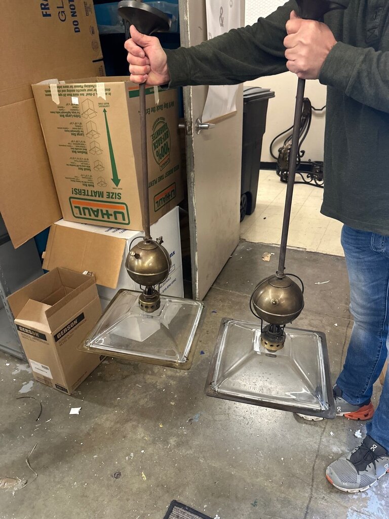 Square Glass & Brass Pendant Lights