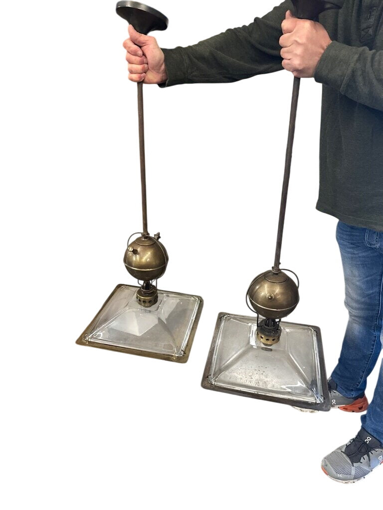 Square Glass & Brass Pendant Lights