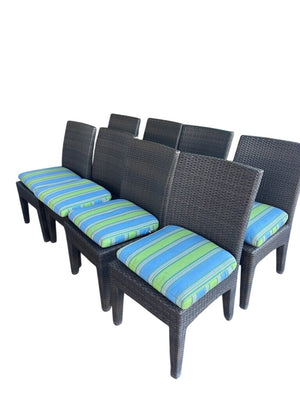 Wicker Chairs with Cushions, Set of 4