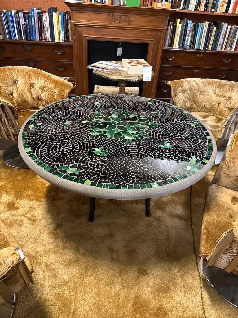 Green Mosaic Leaf-Motif Accent Table