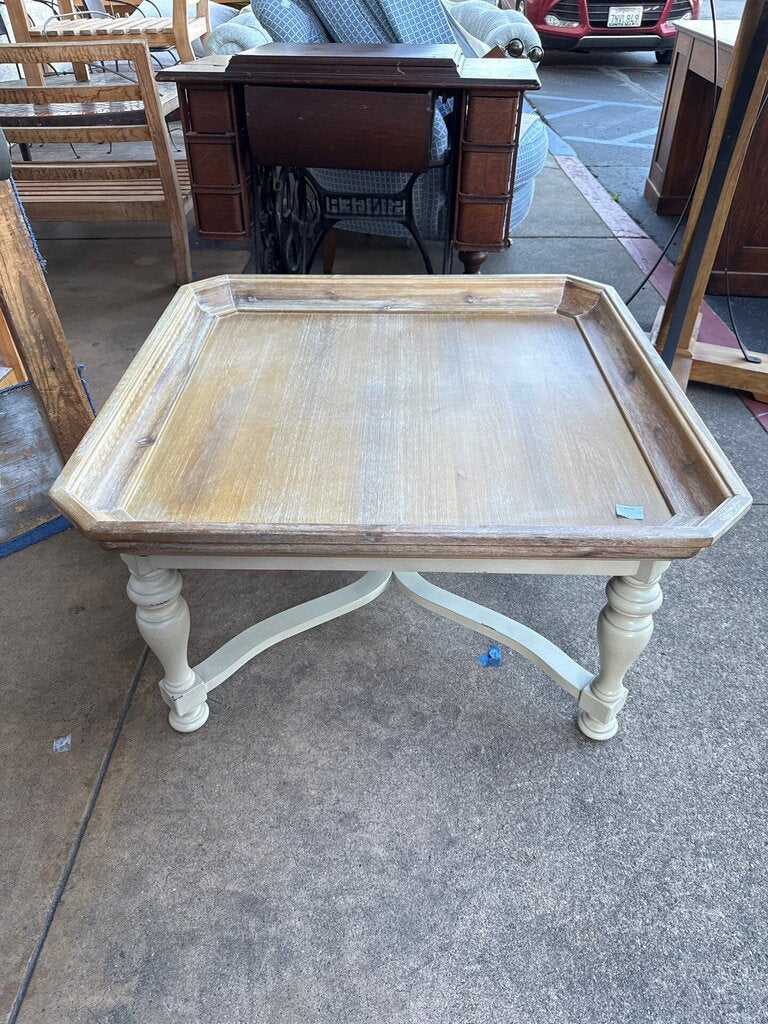 Square Coffee Table with Tray-Style Top