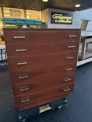 Art Deco Six-Drawer High Boy Dresser, Vintage Furniture