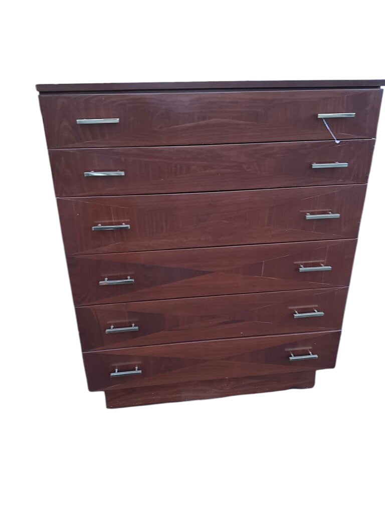 Art Deco Six-Drawer High Boy Dresser, Vintage Furniture