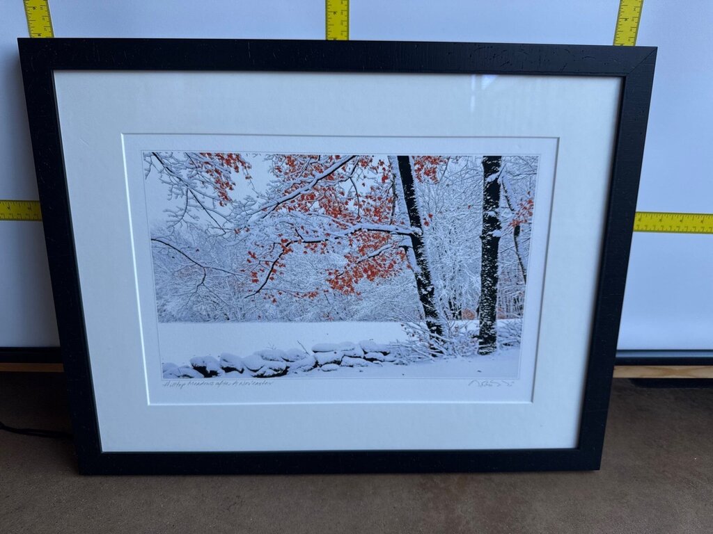 Signed Winter Landscape Print, Hilltop Meadows