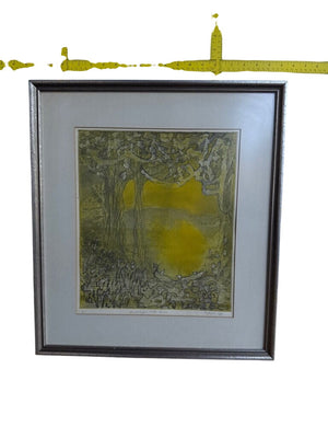 Framed Etching, Landscape With Trees