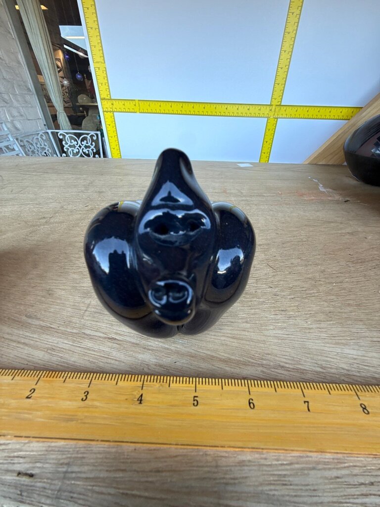 Signed Black Art Glass Gorilla