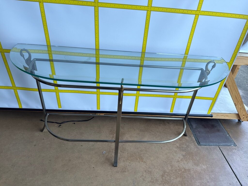 Brass And Glass Demilune Console