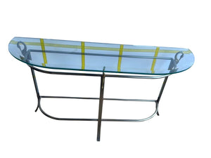 Brass And Glass Demilune Console