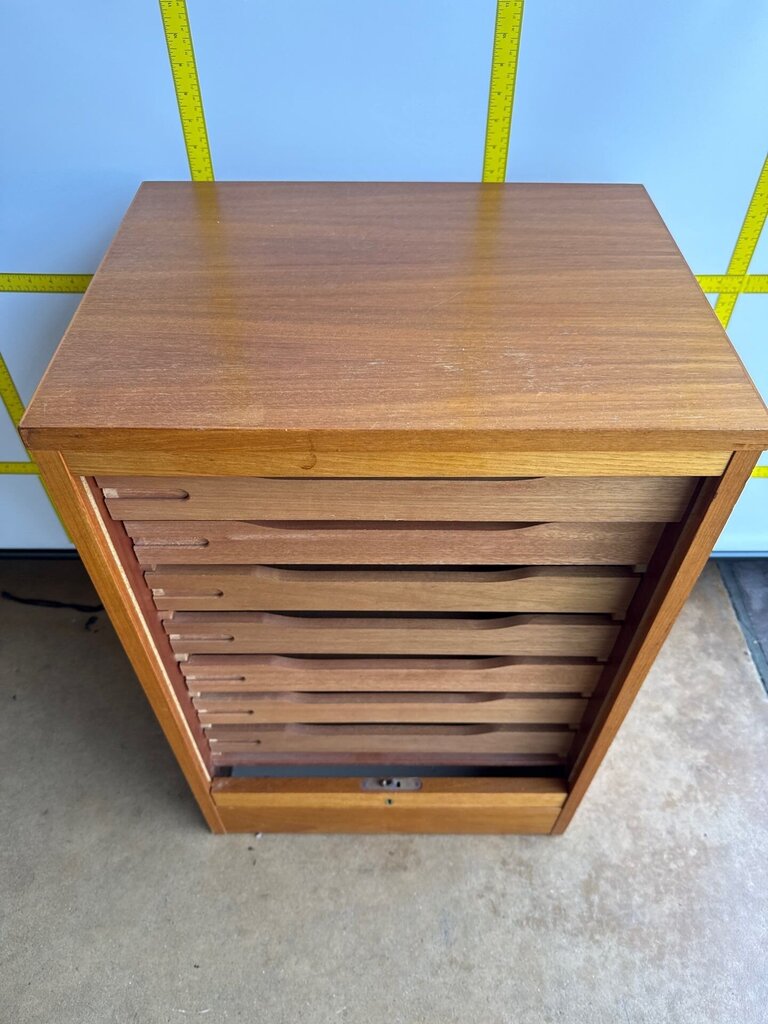 Danish Tambour Cabinet With Drawers