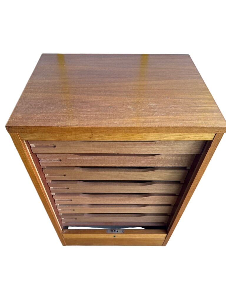 Danish Tambour Cabinet With Drawers