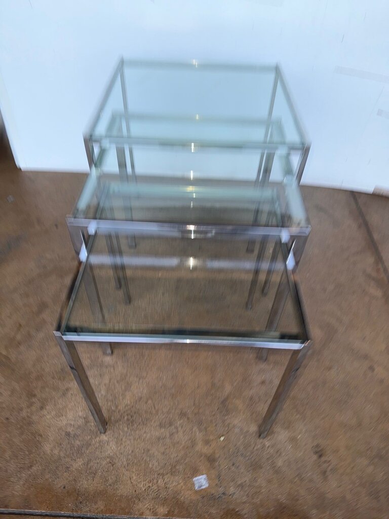 Glass and Chrome Nesting Tables Set (3)