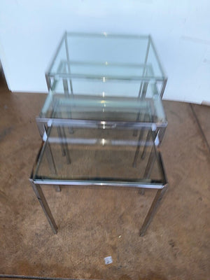 Glass and Chrome Nesting Tables Set (3)