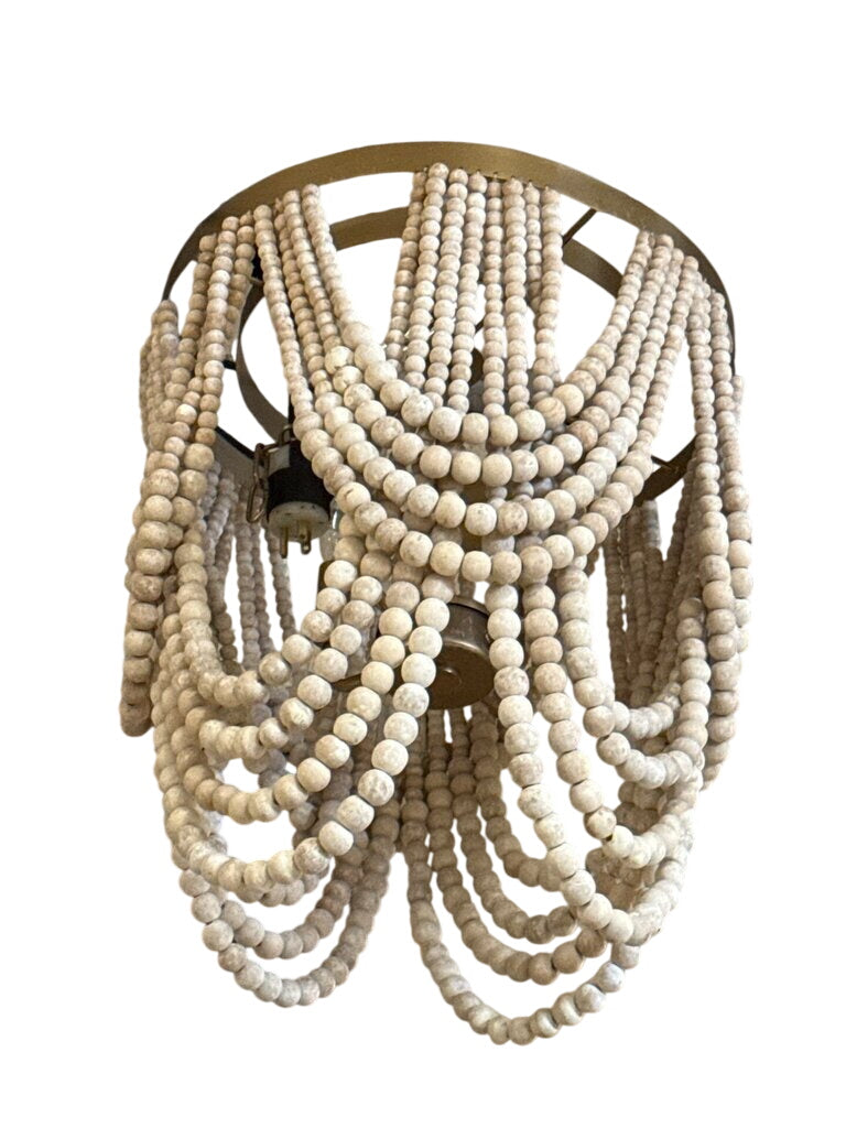 White Wood Bead Chandelier