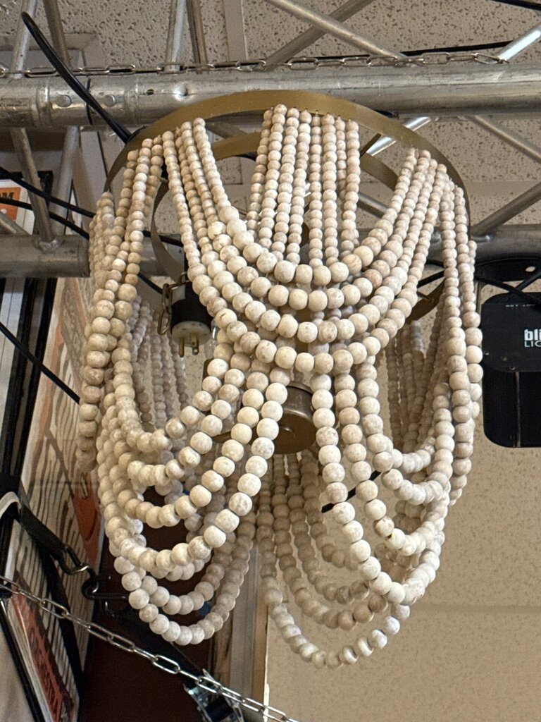 White Wood Bead Chandelier