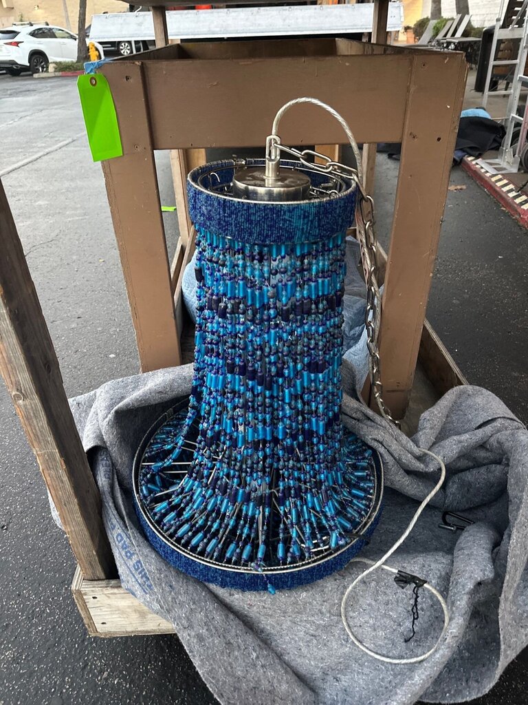 Bohemian-style Blue Beaded Chandelier