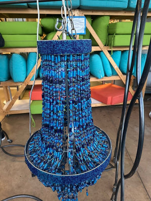 Bohemian-style Blue Beaded Chandelier