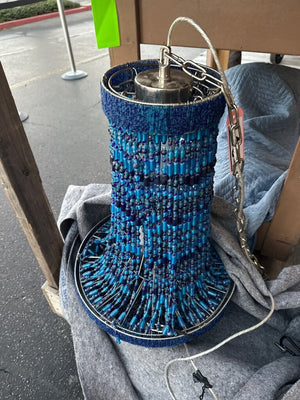 Bohemian-style Blue Beaded Chandelier