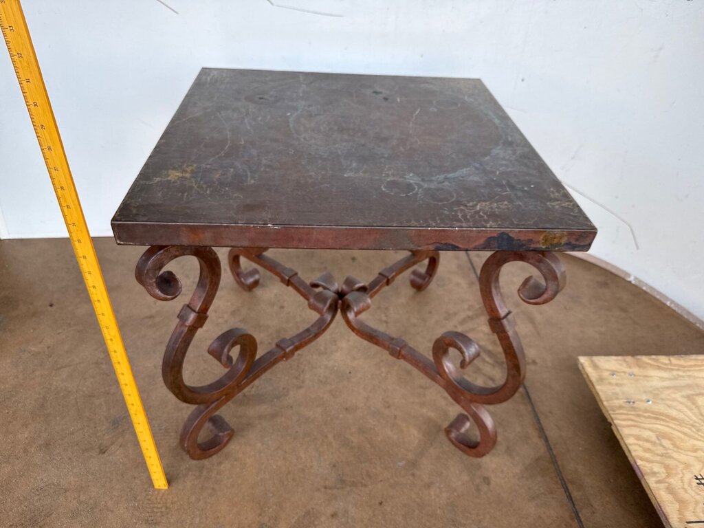 Heavy Hammered Copper and Iron Accent Table