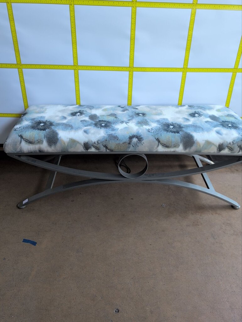 Metal Frame Floral Print Bench