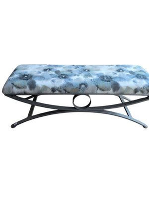 Metal Frame Floral Print Bench