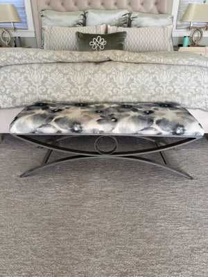 Metal Frame Floral Print Bench
