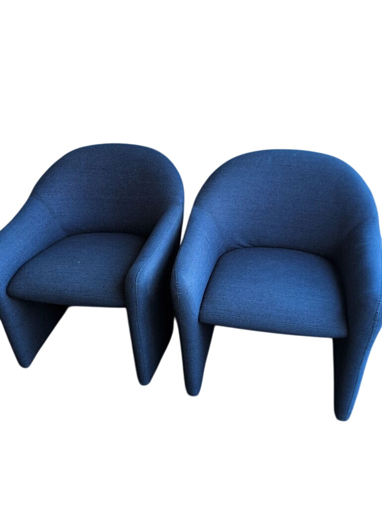 Denim Blue Fabric Barrel Chairs (pair)