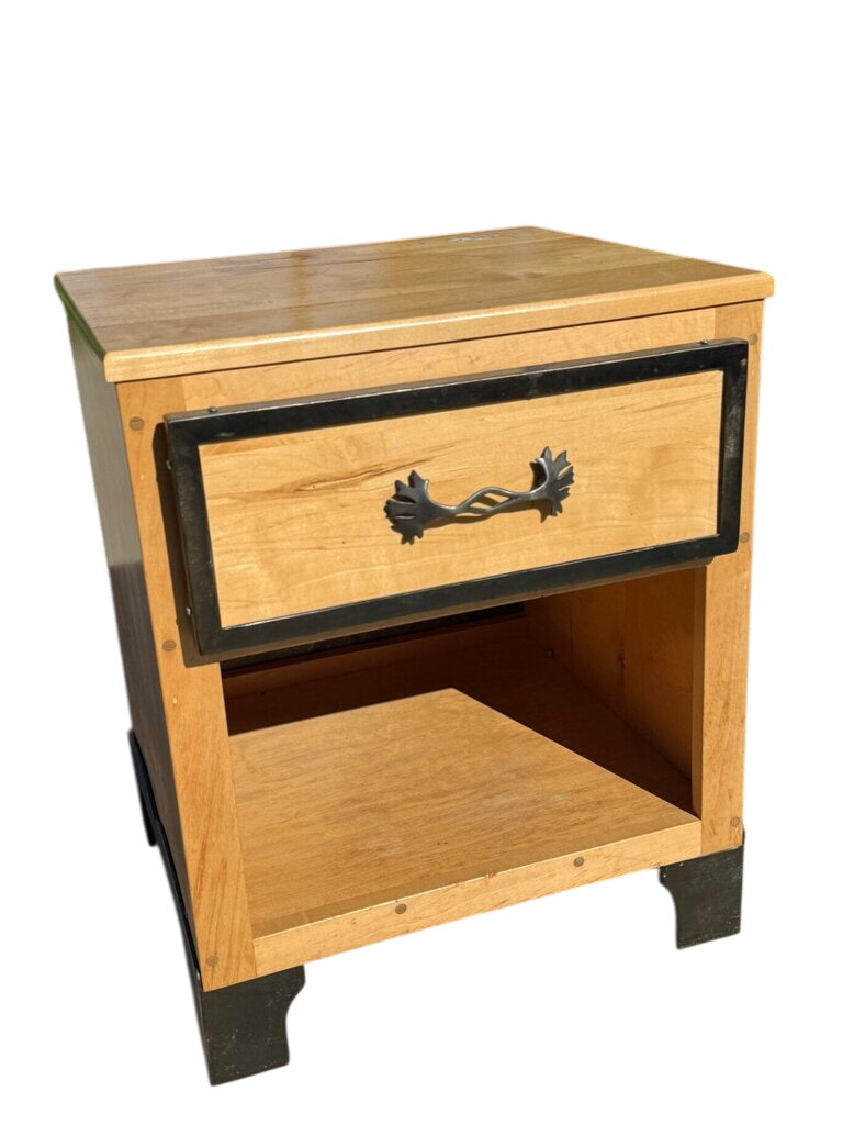 Maple With Metal Accents Nightstand