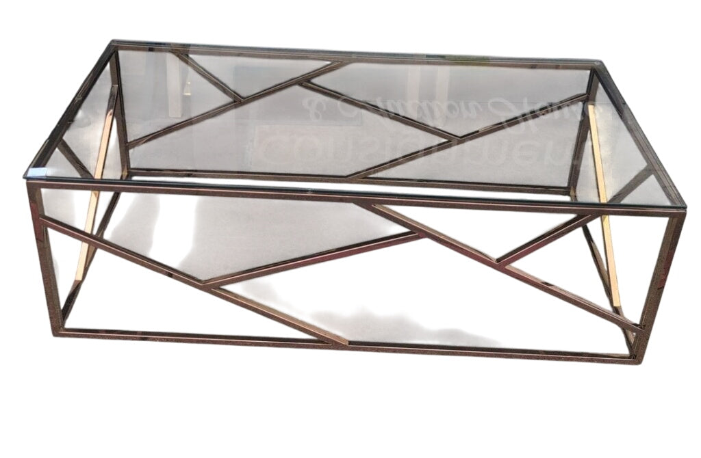 Copper Glass Top Coffee Table