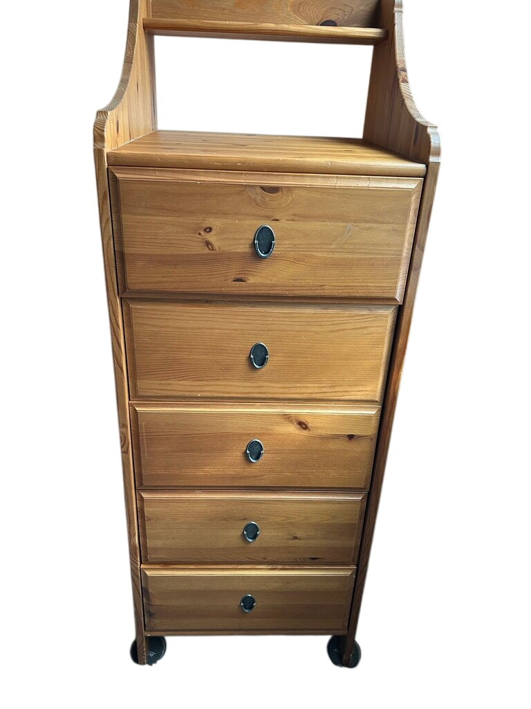 Pine 5 Drawer Dresser 53x19x19