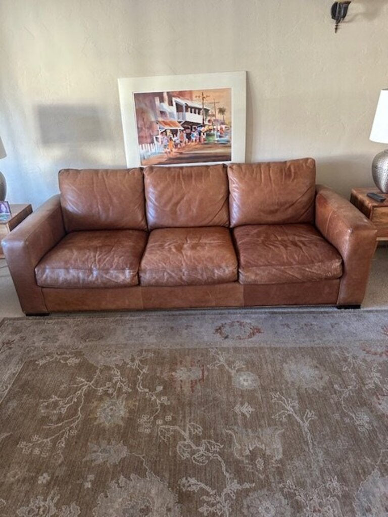 Leather 3 seat Sofa 76" W.