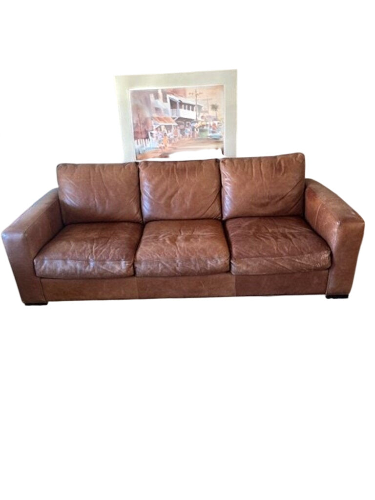 Leather 3 seat Sofa 76" W.