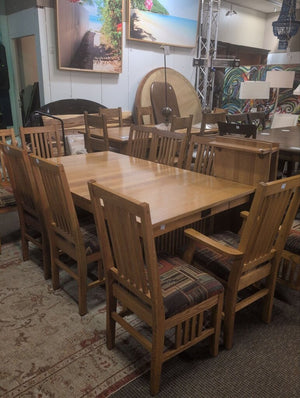 Bentwood Oak Dining Set (table +10 chairs + 2 leaves)