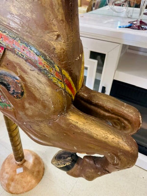 Antique Carousel Horse With Brass Pole
