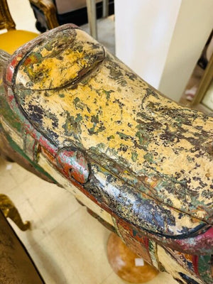 Antique Carousel Horse With Brass Pole