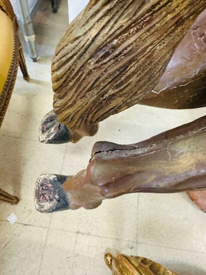 Antique Carousel Horse With Brass Pole