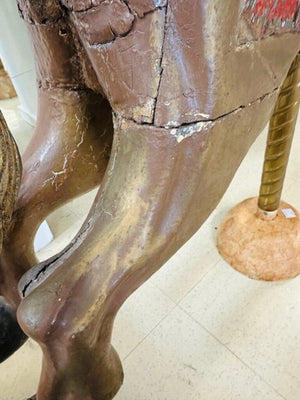 Antique Carousel Horse With Brass Pole